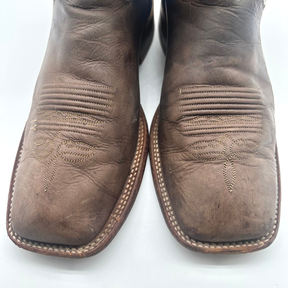 Justin Bent Rail BR 313 Men Leather Western Cowboy Boots Ivory/Brown 10EE - Picture 3 of 13